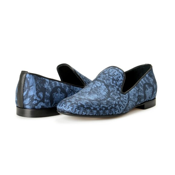 Versace Men\'s Blue Canvas & Leather Barocco Print Loafers Shoes US 6 IT 39 main image 7
